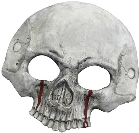 YIZITU Crâne squelette demi-visage d'Halloween pour cosplay, bal masqué, fête, cadeau squelette mousse PU