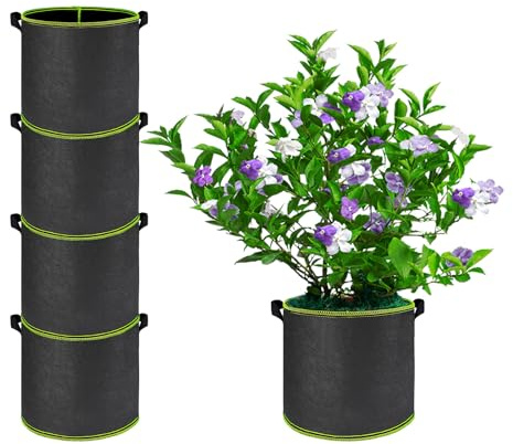 eupdd 4 Piezas 40L Bolsas de Cultivo: Bolsa de Siembra no Tejida 10 Galones, con Asas, Bolsas para Plantas para Balcón, Jardín, Invernadero, Maceta de Tela, Bolsa Cultivo, Macetas no Tejidas