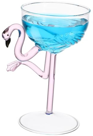 LIGIGWASH da Vino in Vetro Trasparente Forma Fenicottero Bicchiere da Cocktail e Leggero Coppa Decorativa Riutilizzabile per Feste Regalo Originale e Matrimoni