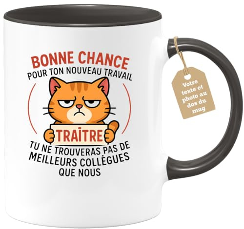 quotedazur Café-Croissant - Mug Personnalisé Texte Photo Départ Collègue - Tasse Bonne Chance Tu Ne Trouveras Pas De Meilleurs Collègues Que Nous - Cadeau Retraite Homme Femme - Noir/Céramique