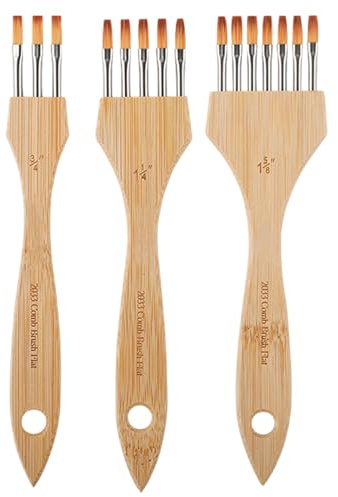 Acryl-Malpinsel, breites Mopp-Pinsel-Set, 3-teilig, professioneller Strukturpinsel, für Erwachsene, Öl-, Aquarell-, Bastel-, Töpfer-, Leinwand- und Stoffmalerei