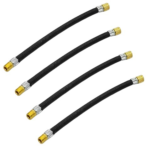 Runseaway 4Pcs Air Pump Inflator Extension Hose, High Pressure Soft Tube Valve Adaptor, Bike Pump Extension for Mountain Road Bicycle, Scooter, Flexible Design(Black)