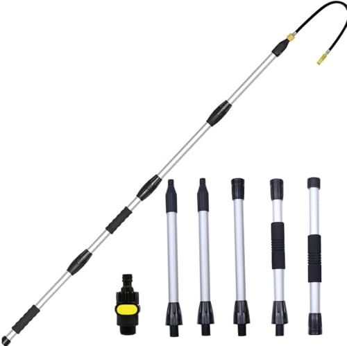 Herramientas telescópicas para canalones de aluminio, extensible, mástil limpiador de canalones alimentado por agua, limpieza de drenaje, se extiende de 40 cm a 200 cm, adecuado para limpiar techos