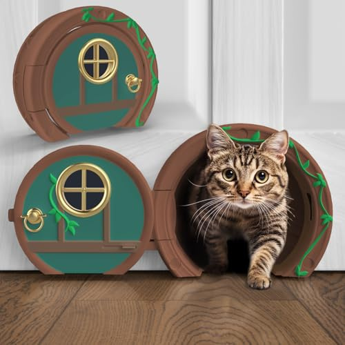 GNOME Katzentür für Innentüren – stilvoll und funktional ohne Klappe, abschließbar und einfache Installation, geräumige große Katzentür für Katzen bis zu 9 kg, Private und Bequeme Haustiertür