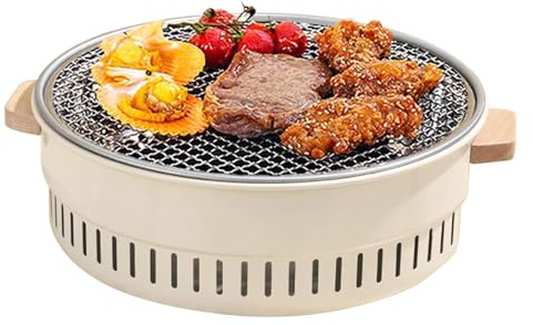 Yonuaret Parrilla De Barbacoa A Carbón - 31,75 Cm Asador Portátil Antiadherente | Parrilla de Barbacoa al Estilo Coreano,Para Cocina al Aire Libre en Patio Balcón Iniciadores para Carne sobre Mesa y