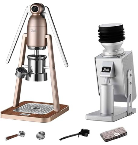 Machine à expresso manuelle avec broyeur – Machine à café à levier direct avec manomètre pour usage domestique et commercial