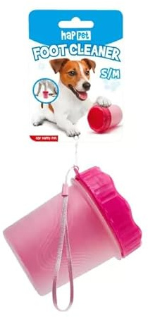 Happet Hundepfotenreiniger S/M Pink, Pfotenreiniger nach Spaziergang mit Silikoneinsatz, Entfernt Schlamm & Sand, Leicht & Handlich, Tragbarer Pfotenwascher für Kleine Hunde Schmutzentfernung