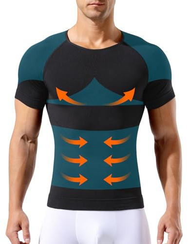 Casey Kevin Camiseta Compresión Hombre, Faja Reductora Hombre Adelgazante | Manga Corta Moldeadora Shapewear Secado Rápido para Gimnasio, Fitness, Deporte