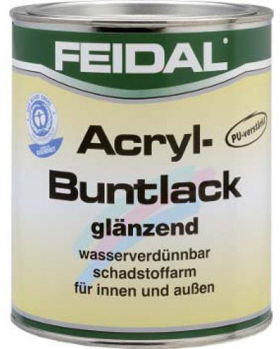 Feidal Acryl Buntlack, Malerqualität v. Fachmann / wasserverdünnbar, für Innen und Außen, Schwarz / Tiefschwarz Ral 9005 / glänzend / 250 ml / schnelltrocknender, universeller, PU-verstärkter Acryl-Buntlack auf Reinacrylatbasis für innen und außen / für Holz, Eisen, Aluminium, Zink, Hart-PVC, Putz, Beton, Mauerwerk, Tapeten und Altbeschichtungen