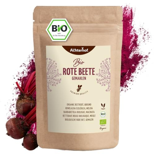 Rote Beete Pulver Bio 500g | erdig, herzhaft und süß | roh und gekocht verwendbar | ideal zum Färben von Lebensmitteln | vom Achterhof
