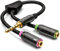 deleyCON Splitter Cuffie Microfono - Cavo Adattatore Audio a Y - 1x Jack 3,5 mm Maschio a 2x Jack 3,5 mm Femmina - Cuffie e Microfono su Un'unica Porta Jack