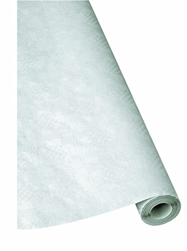 1 Rolle Damast - Tischtuch weiß 1 m x 50 m Papiertischdecke Tischdecke, Papiertischtuch, Einwegtischtuch, Einwegtischdecke, Bierzeltgarnitur, Tischgarnitur, Festzelt