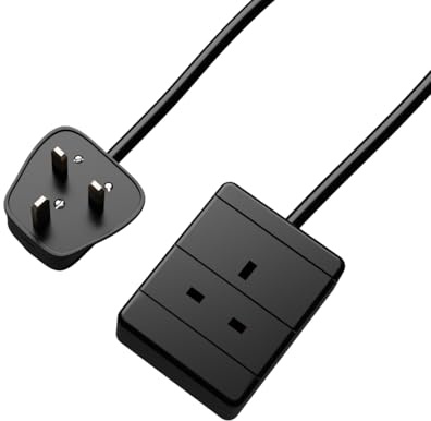 rhinocables 1 Gang UK Extension Cable (15m, Black) | Safe BS1363/A Mains Wire for TVs, Printers & Home Devices, Black, 13A Plug to Single Socket Lead for Reliable Extra Reach
