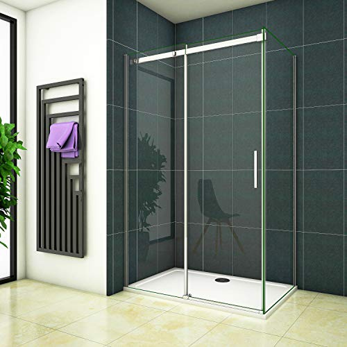 120x90cm Duschkabine Verstellbereich von 1173-1213 mm Duschabtrennung Nischentür Dusche aus 6mm Sicherheitsglas mit Seitewand T1