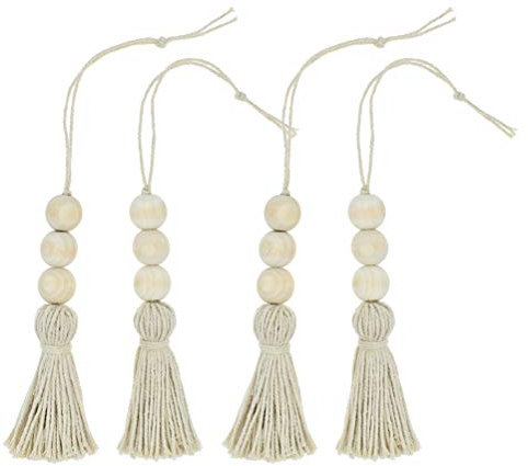 BESPORTBLE 4 UNIDS Borla Adornos de Cuentas de Madera Adornos de Oración Grano De Madera Armario Puerta Manija Decoración para el hogar