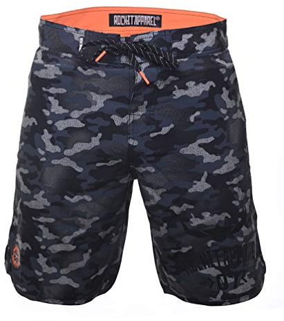 ROCK-IT Apparel Boardshorts för män [Storlekar: S-3XL] Bekväma kamouflagebadshorts med ficka och tunt snabbtorkande tyg - utan innershorts - perfekta för stranden eller poolen Grå XL