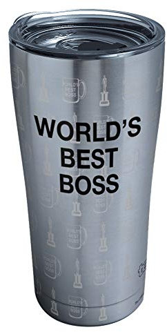 Tervis The Office Worlds Best Boss Reisebecher, dreiwandig, isoliert, hält Getränke kalt und heiß, 590 ml Legacy, Edelstahl