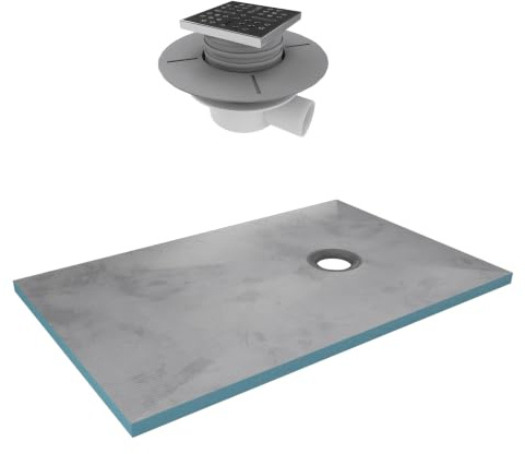 Receveur de Douche à Carreler 90x140 cm avec Bondes à Sortie Horizontale - Grille Inox