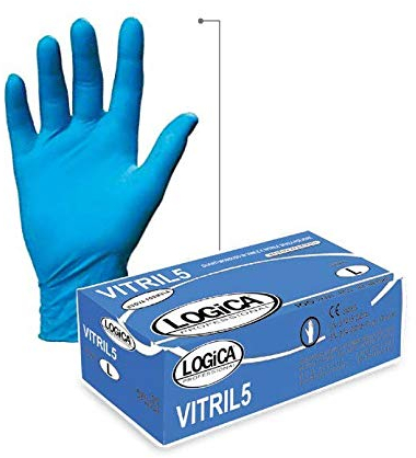 Guanti monouso 100pz in Vinile Nitrile no talco colore BLU certificati cat 1 Ottima sensibilità destrezza e comfort - S, Blu