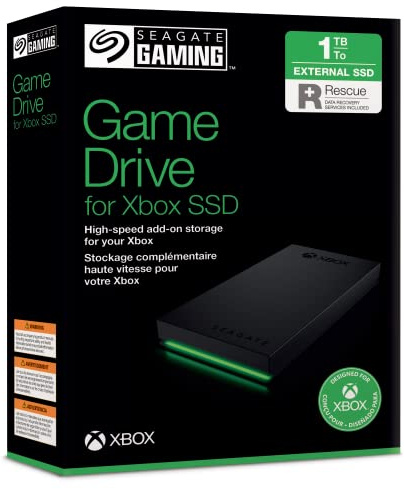 Seagate Game Drive SSD for Xbox 1TB External Solid State Drive - 3.5 Inch, USB 3.2 Gen 1, with built-in Green LED and Rescue Services (STLD1000400)