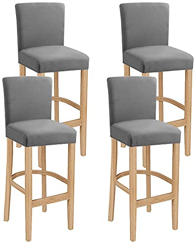 LANSHENG Barhocker Bezüge, Stretch Barhocker Schonbezüge, Abnehmbar Waschbarer Stuhlhussen für Bar Esszimmer (Hellgrau, 4 Stück)