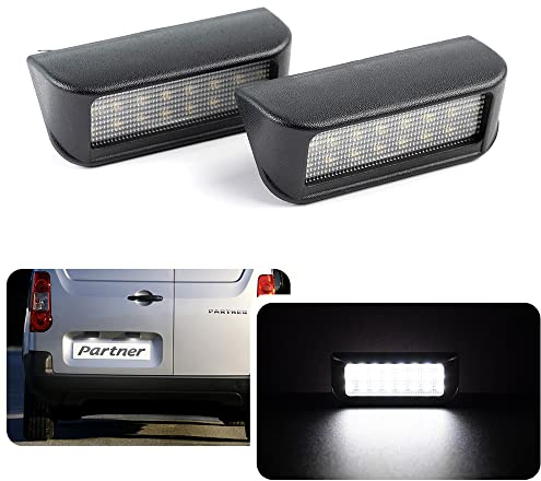njssjd Luces de matrícula LED para Peugeot Partner Expert Van C-itroen Berlingo Dispatch Spacetourer 12V 24SMD 6000K Lámparas de etiqueta de luz de matrícula blanca fría Canbus libre de errores