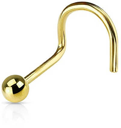 JEWEL BARREL Crochets à vis de nez 20 g (0,8 mm) - Bijoux pour piercing de narine - Anneau nasal fin en acier chirurgical - Argenté, doré, noir - Rose avec petite boule ou cône, Acier chirurgical 316L