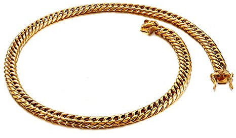 ANAZOZ Ketten Edelstahl für Frauen 50 cm, Halskette Ohne Anhänger Damen Panzerkette 9mm Breit Gold