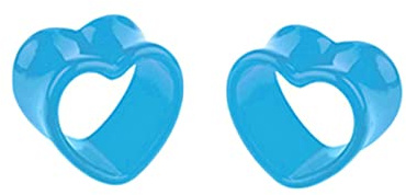 Ayoiow 2 STK Ear Tunnel Set Acryl, Ohr Plug 6mm Hohl Herz Form Flesh Tunnel Plug, Blau