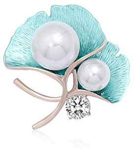 Gingko Brooch Pin Corsage, Sweater Dress Shawl Classy Jewelry Accessory Decor for Wedding Birthday Party Christmas Gift (Blue)