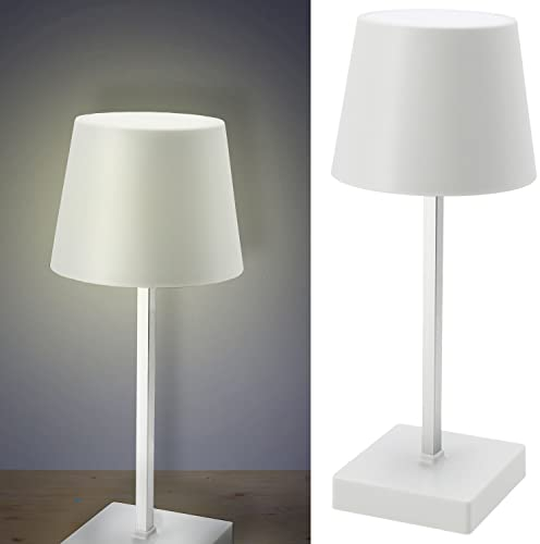 Cepewa Lampe de table avec fonction tactile - Lampe de chevet - Luminosité réglable - Changement de couleur - Blanc chaud (1 lampe de table blanche de 26 cm à piles)