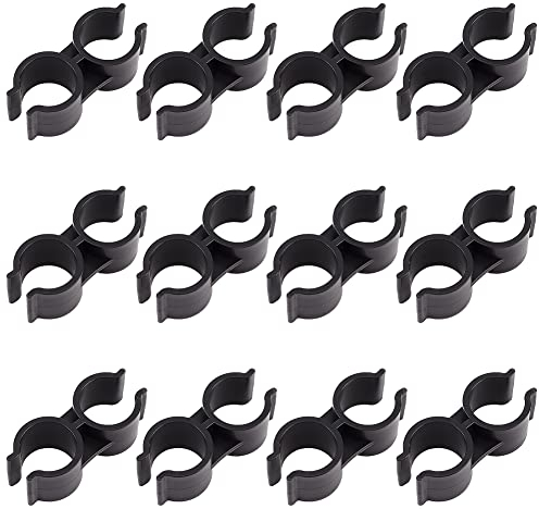 GORGECRAFT 12 Uds. Abrazaderas de Tubo Doble de Plástico Conector de Poste de Estante, Conexión de Abrazadera de Tubo, Almacén, Estante de Supermercado, Clip de Enlace, Accesorios de Sujeción, Negro