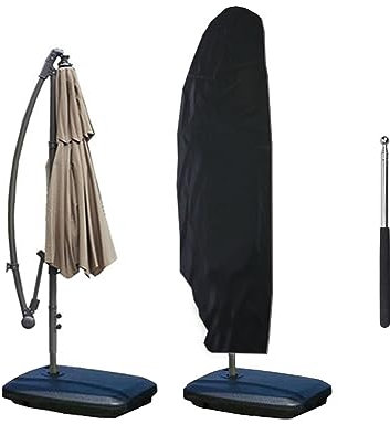 Funda Para Parasol Con Cremallera,Funda Para Sombrilla Jardín/Funda Protectora Para Sombrilla Oxford,Funda Parasol Excentrico,Impermeable,Negro ( Tamaño : 280x30/81/45cm )