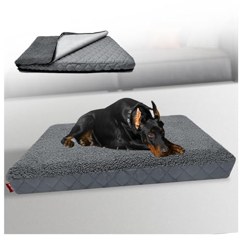 MeLtor Orthopädisches Hundebett, mit Eierförmiger Kistenschaum Orthopädisches Hundebett, rutschfeste Unterseite, Bezug Abnehmbar Waschbar Hundematte rutschfest,style1-XXL(51.2×36.6×4in)