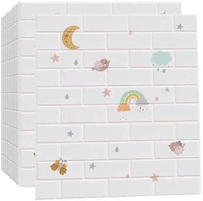 HAILM Papier Peint 3D Panneau Mural Anti-Collision, Panneaux Acoustiques 3D Peel et Stick, Autocollants Auto-Adhésifs Imperméables pour Décoration Murale 70x77cm (10Pcs/Box),C