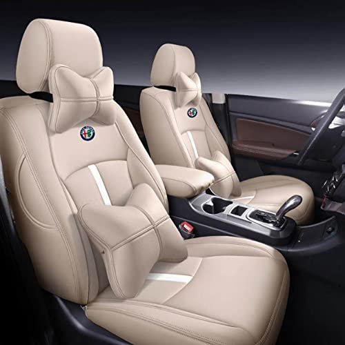 ZUMAHA Autositzüberzug für Alfa Romeo Giulia 2017 2018 Sitzbezügesets Custom Car Seat Cover Set Sitzbezüge Auflagen Zubehör,Beigestyle
