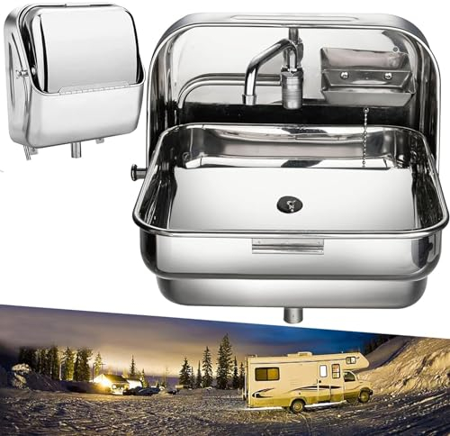 Miuxe Edelstahl Wohnmobil Waschbecken Wandmontage Bad Klappbar Handwaschbecken Mit Kaltem Wasser Wasserhahn, Kleine Waschbecken Für Outdoor Wohnmobil Wohnwagen Camper Boot Bar