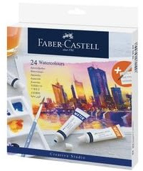 Faber-Castell Aquarellfarbe in Tube, 24er Kartonetui Intensive und brillante Farben, Wieder anlösbar, 1 Stück (169624) Marke