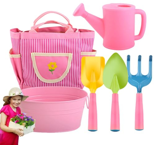 COMFOLIVING Ensemble d'outils de Jardin pour, Ensemble d'outils de Jardinage pour de 6 pièces avec Pot, Sac, Pot d'eau, pelles,
