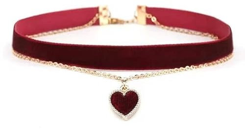 BSLVWG Choker Halskette für Frauen Mädchen Klassische Choker Rot Schwarz Samt Choker Schicht Choker Halskette für Tag und Party (Weinrot)