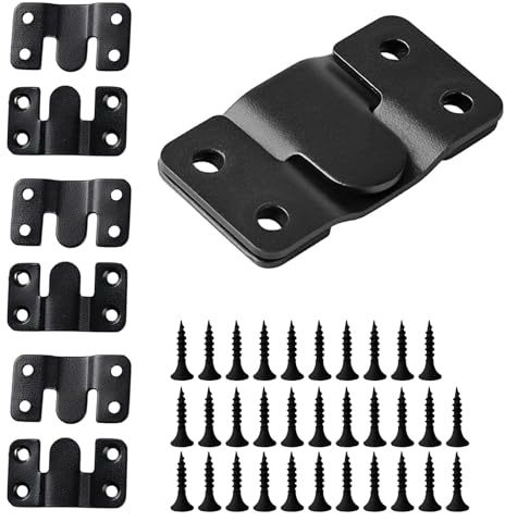 Stainless Steel Picture Hangers,Photo Frame Hanging Hook Z Shaped Clip Bracket Furniture,4 Sets Flush Mount Bracket Wall Mount Hardware,French Cleat for Mirror, Photo Shelf and Cabinet (Black)