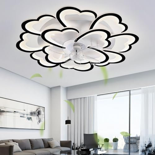 Fachae 34.6in Blume Lampe Mit Ventilator Reversibel Dimmbar Smart Deckenventilator Mit Beleuchtung Und Fernbedienung Leise Timer Deckenventilator Mit Licht Für Wohnzimmer
