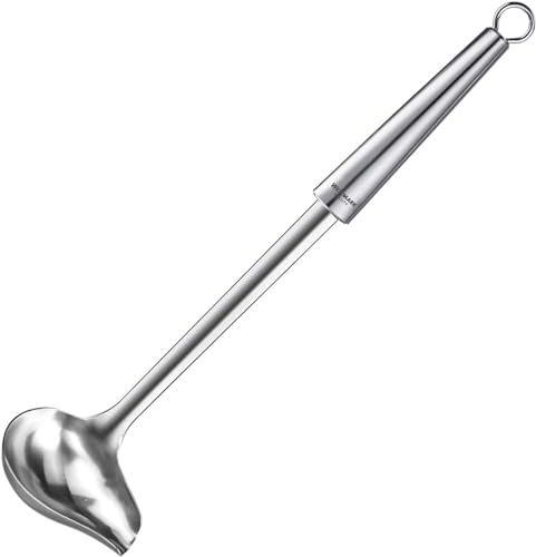 Soßenlöffel,Edelstahl Schöpfkelle,Saucenlöffel mit Langem Stiel,Küchenhelfer aus Edelstahl, Silber, Spülmaschinenfest