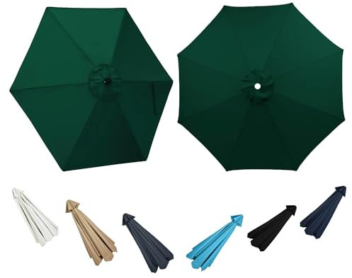 Auvent De Parasol De Rechange 6/8 Baleines Toile de Rechange de Parasol D'extérieur 200cm 250cm 270cm 300cm Dessus De ​Parapluie de Rechange pour Jardin Plage(Blanca)