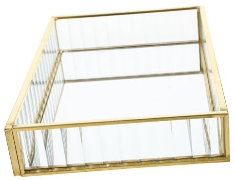 TINEASUR Alloy Schmucktablett Mit Glas-spiegeloberfläche Eleganter Schmuckhalter Für Ringe Halsketten Und Schlüssel Vielseitiger Organizer Für Zuhause Schmuckladen Bad Und Schminktisch