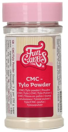 FunCakes Polvere CMC per Fondente, Tylo Powder, Per Indurire il Fondente da Modellare, Per Colla Alimentare, Mantiene l’Umidità in Torte e Impasti, 60 g