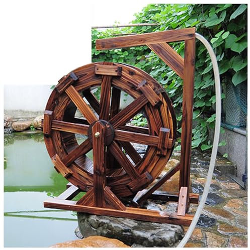 Fuente De Noria De Madera, Adornos De Micropaisaje, Fuente De Estanque Independiente, Accesorios De Jardín Con Noria, Jardines Al Aire Libre Con Rocalla Y Paisajismo Con Agua Corriente(30cm/11.8inch)