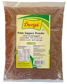 SRI DURGA Palmyra Sugar Powder 500G - Natural Sweetener, Healthy Alternative to Sugar, Palm Sugar for Baking, Cooking, and Beverages, 500 Grams