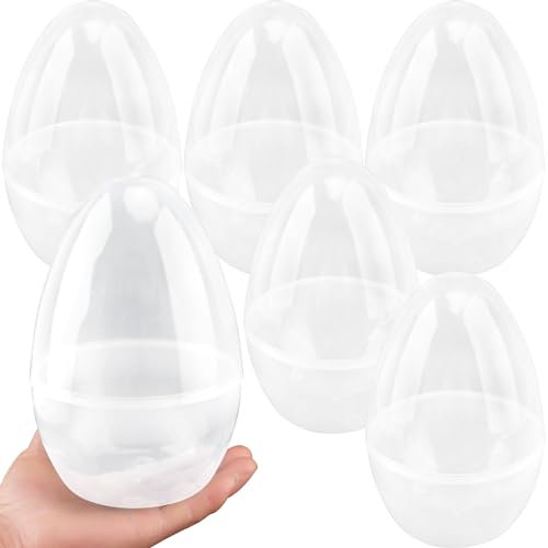 Octaday 8 Pack 8 Inch Jumbo Fillable Easter Eggs Translucent White Plastic Easter Eggs Empty Large Easter Egg for Egg Hunt Kids Surprise Easter Theme Party Decor