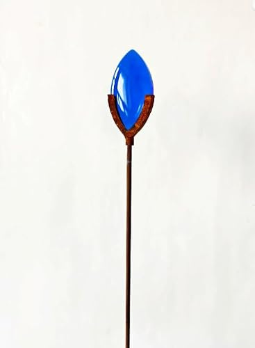 Generisch Garten Edelrost Gartenstecker aus Metall Glas H112cm B5cm Gartendeko Glasdeko 032283DB